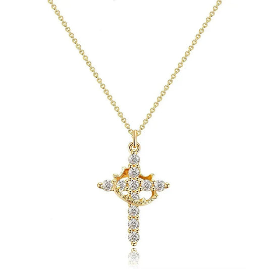 Golden Ring Cross Necklace