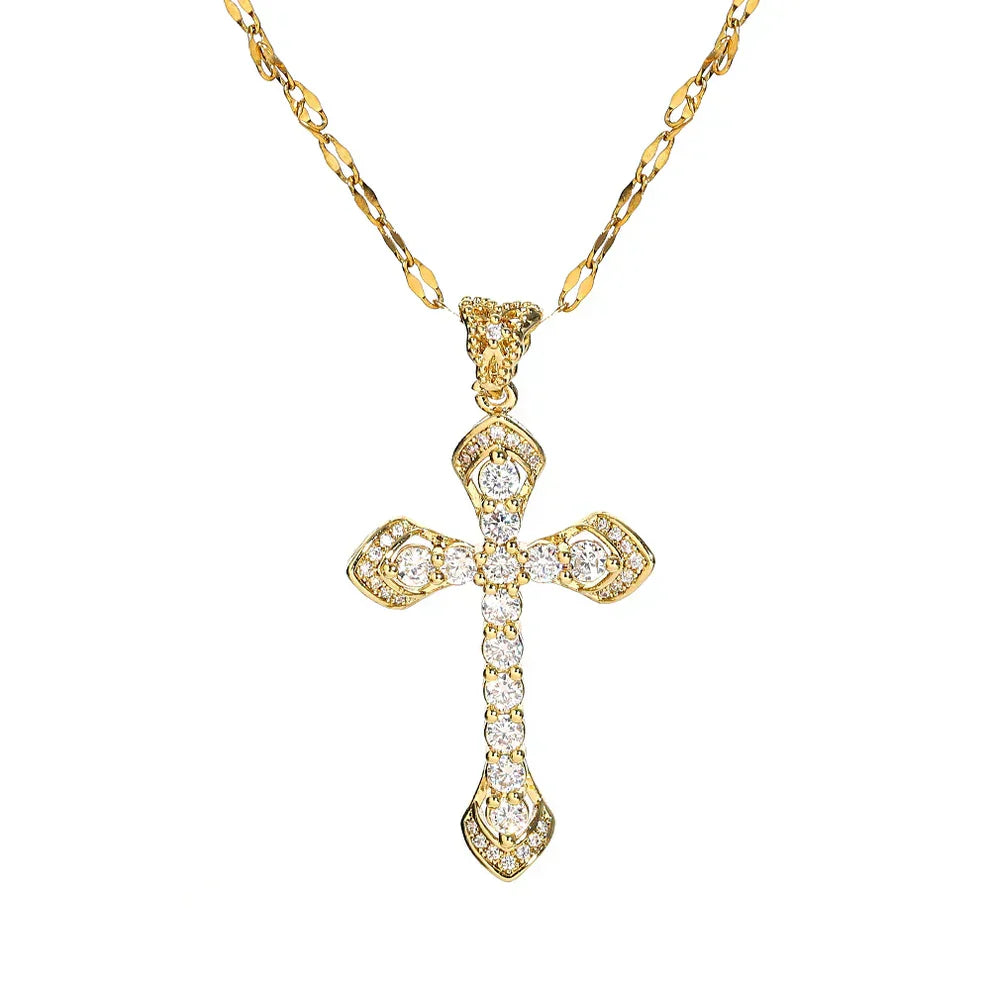 Shimmer Golden Cross Necklace