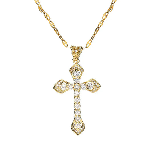 Shimmer Golden Cross Necklace
