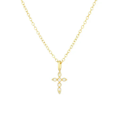 Small Golden Shimmering Cross Necklace