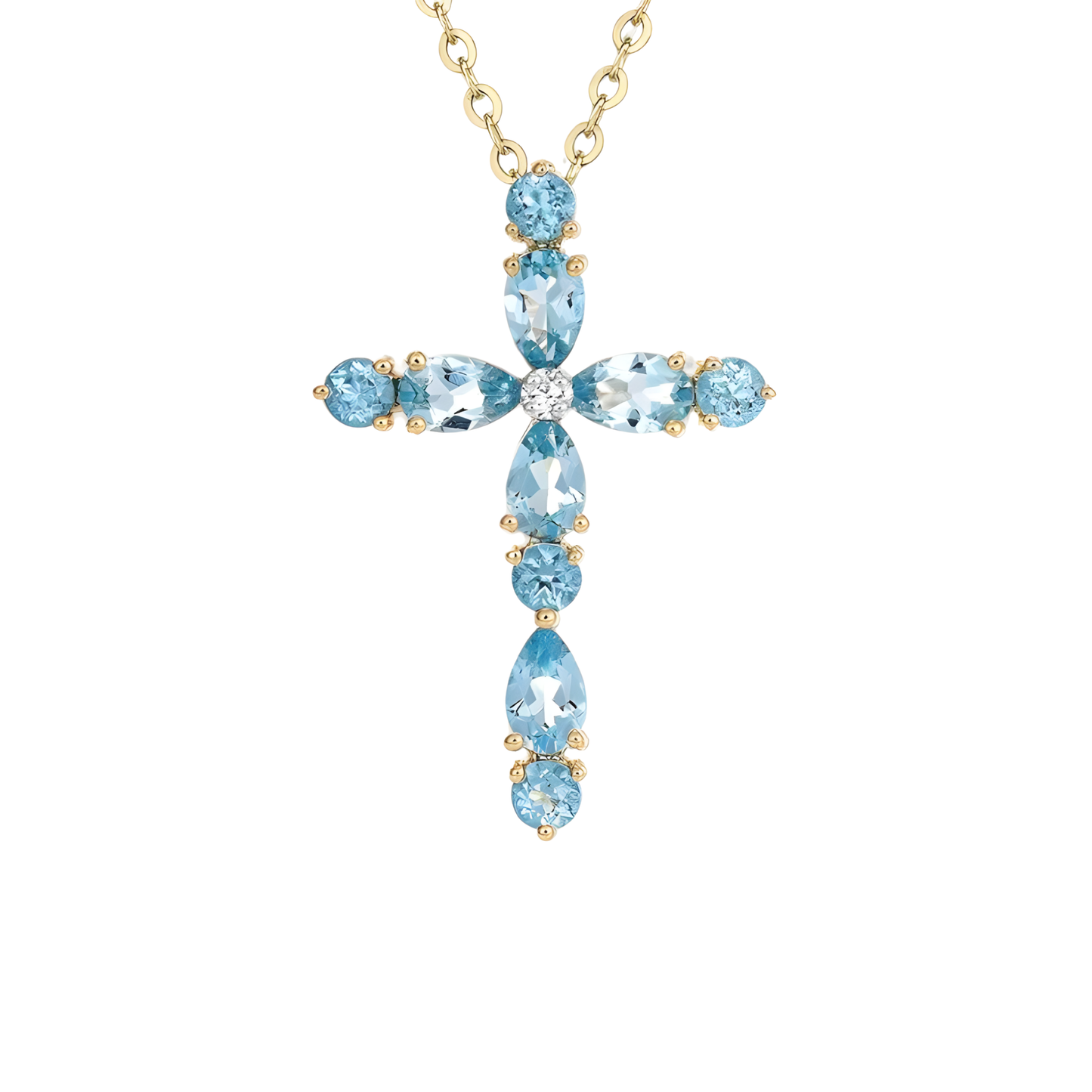 Blue Ocean Cross Necklace