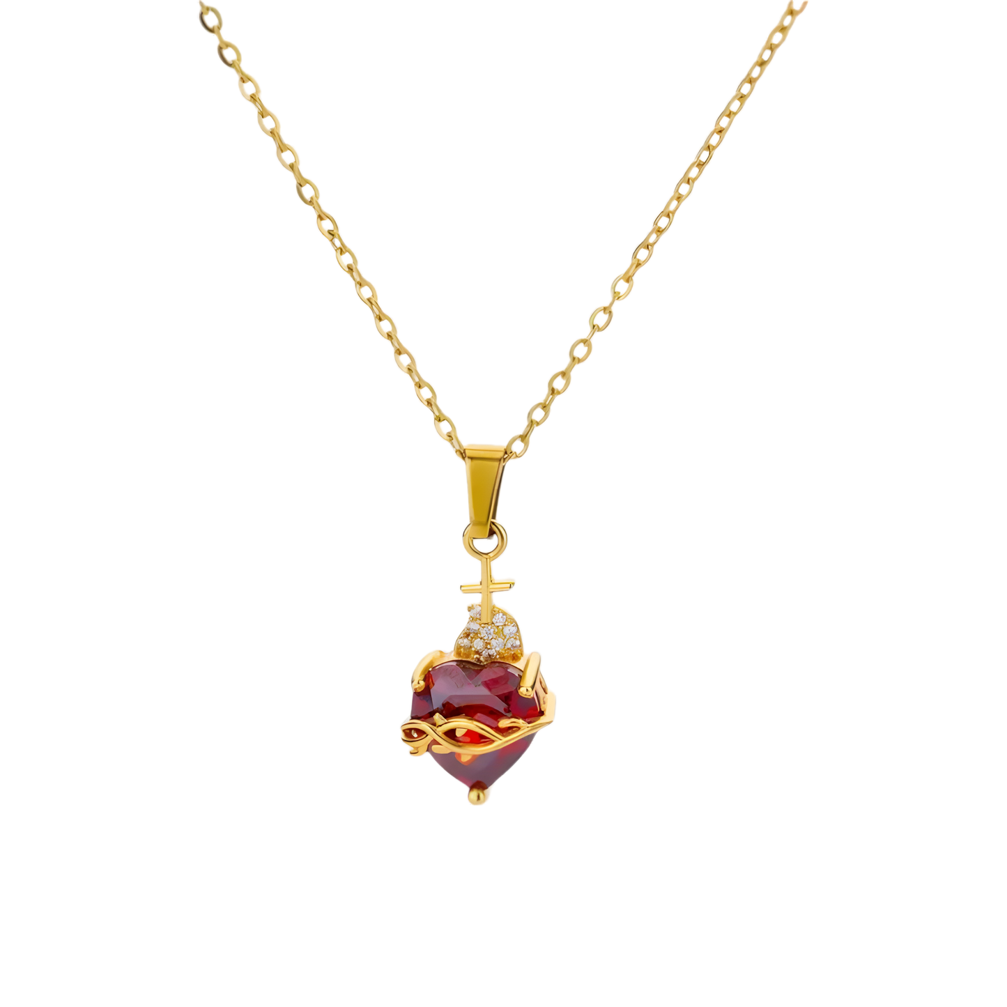 Heart Diamond Cross Necklace