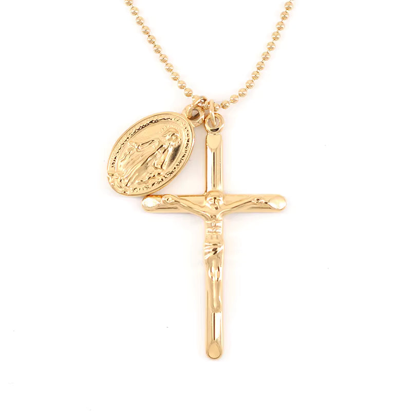 Elegant Golden Jesus Cross Necklace