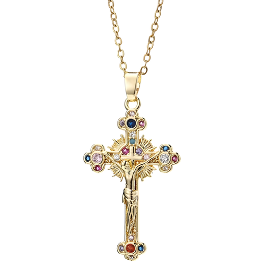 Colorful Jesus Cross Necklace